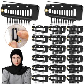 Crowye 20 Clips para Peluca de 10 Dientes Clips Chunni con Imperdibles Clip de Agarre Dupatta de Cabello Pinzas de Ajuste Planas Fuertes de Dupatta Clips de Extensión de Pelo para Mujer (Negro)