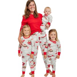 HonestBaby Family Matching Holiday Pajamas Organic Cotton for Men, Women, Kids, Toddlers, Baby Boys, Girls, Unisex Pets , Hedgehog N Cocoa, 6 Years