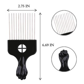 2 Pack Afro Comb and Metal Wig Detangler - Braid Styling Comb for Detangling and Styling Hair, Hair Pick