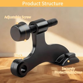 Door Stoppers 5 Pack Hinge Pin Door Stops, Adjustable Door Stoppers Security for Wall Protector, Doorstop with Rubber Bumper Tips (Black)