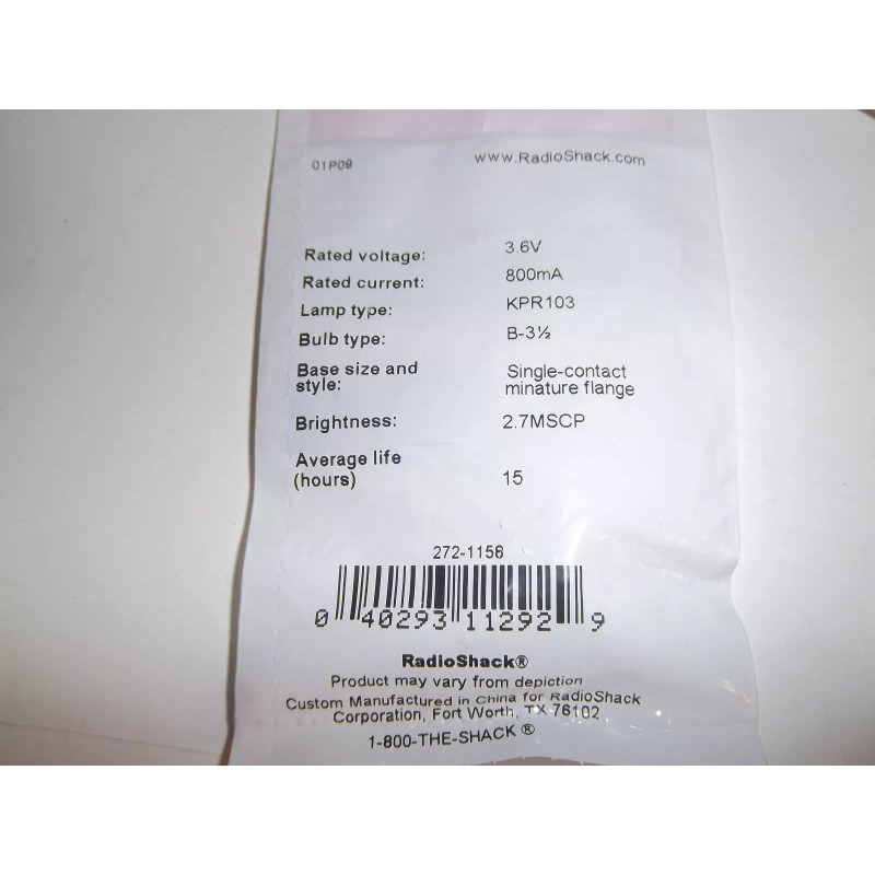 RadioShack Radio Shack 272-1158 (lot-of-3) 3.6V 800mA Replacement Lamp Part