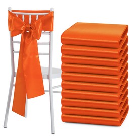 Counfeisly - 10 fundas universales para sillas de satén naranja, para bodas, recepciones, eventos, banquetes, fiestas, decoración de eventos de hotel, 6 x 108 pulgadas
