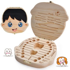 LATTCURE Toothbox Wooden Milk Tooth Box for Boys Girls Souvenir Box Christmas Gift