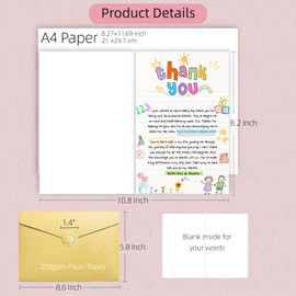 Teacher Appreciation Cards – Thank You Teacher Card with Red Envelope & Gold Foil Seal, 8.2 x 5.4 in Blank Inside, End of Year Appreciation Gifts from Student Classroom Preschool Daycare US609TCWORD1G