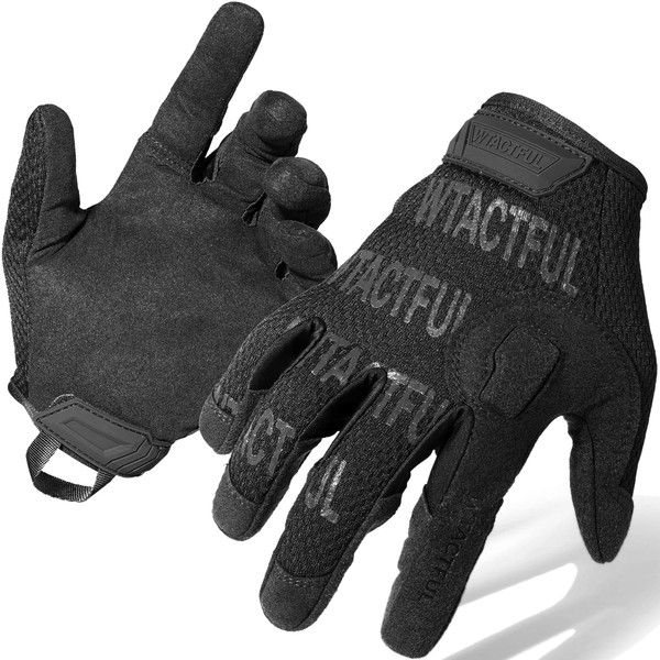 WTACTFUL Flexible Full Finger Bicycle Gloves for Cycling Climbing Hunting Hiking Driving Mechanic Camping Airsoft Paintball Work Outdoor Sport Men Women Black M