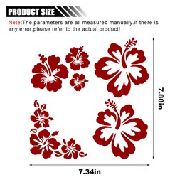 LAINLOY Hawaiian Hibiscus Flower Car Decal Sticker, Waterproof PET Decal, Car Bumper Sticker, Automotive Exterior Decoration Sticker Decal for Car, Truck, SUV, Door, Wall, Laptop (Red, Large)
