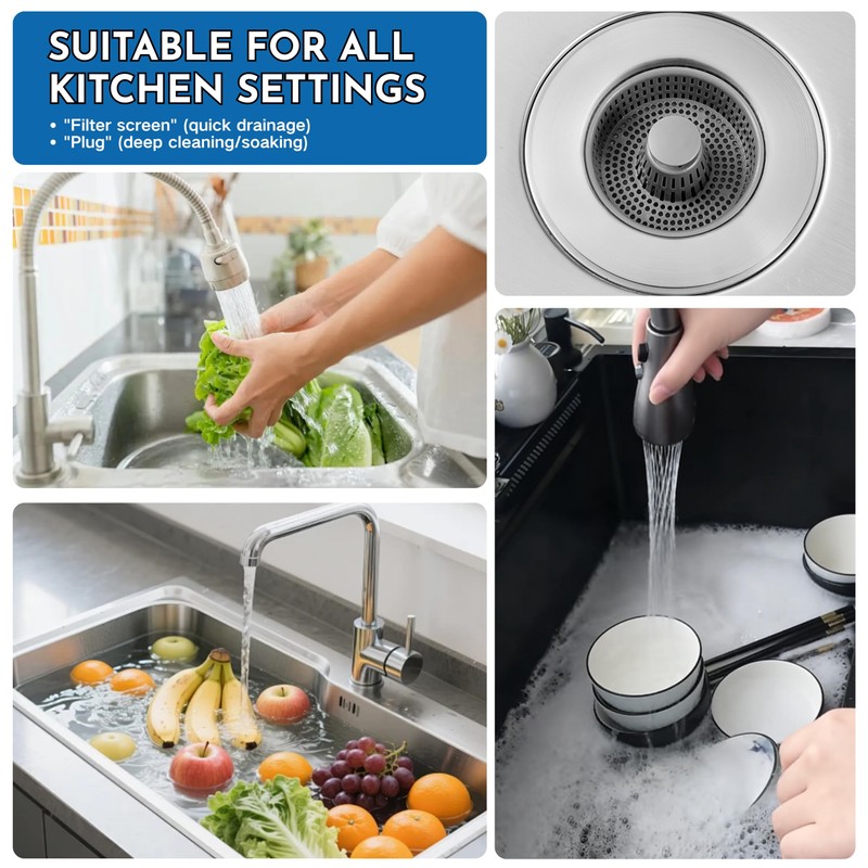 RegBogen 3 in 1 Kitchen Sink Drain Strainer, Kitchen Gadgets