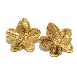 Flower Earrings Gold, Earrings Flower, Gold Earrings Women's Hanging Earrings, Large Flower Earrings for Women and Girls, Boho Floral Statement Stud Earrings, Flower Earrings, Fashion Jewellery