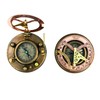 Gilbert and Sons Antique Brass Sundial Compass with Engraved Wooden