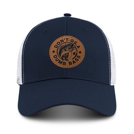 PresPF Fathers Day Fishing Hat Gifts for Men, Birthday Gift for Men Women, Fishing Gifts for Dad, Blue Leather Patch Baseball Cap