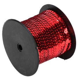MOUMOUTEN Sequin Sequin Trimming Cord, 100 Yard Sequin Cord, 6mm Flat Sequin Trim, Plastic Sequin Beads, Sequin Roll for Cloth Shoes, Plastic Resin (Red)
