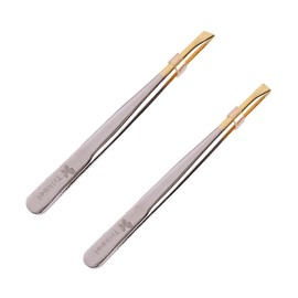 Baluue 1set Oblique Mouth Tweezers Eyebrow Shaping Tweezers Splinter Tweezers Expert Tweezers Slant Tip Tweezers Precision Tweezers Tweezers Facial Hair Tweezers Silver 2pcs