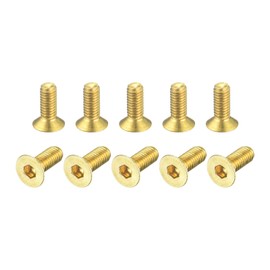 sourcing map Flat Head Screws M3 0.5 x 8 mm Brass Hex Drive Pack of 50