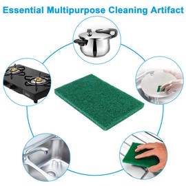 8PCS Scouring Pad - Premium Heavy Duty Scrub Pads, Reusable Household Green Dish Scrubber, Multipurpose Scour pad - for Kitchen Scrubber & Metal Grills, 3.9 x 5.9 x 0.36IN