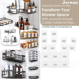 Jovware Shower Caddy Adhesive Replacement Stickers, Shower Organizer Adhesive Replacement Strips (Transparent - Assorted 10 Packs - 1 2 3 Wire Hook)