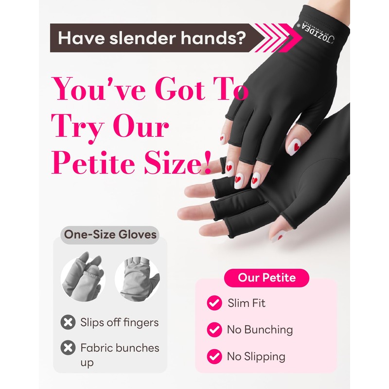 jozidea UV Gloves for Gel Manicures, UPF50+ UV Protection Gloves,