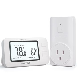 DIGITEN Wireless Thermostat WTC100 Pro Temperature Controller for Cooling & Heating, Remote Controlled Outlet, Easy-to-Use and Non-Programmable Plug in Thermostats for Home