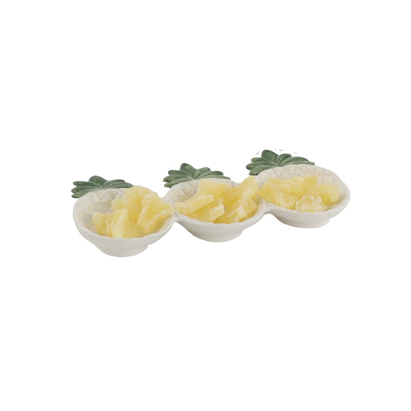 Three Section Snack Dish - Pineapple
