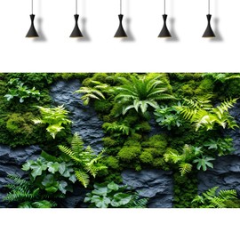 2 Pack Rock Wall Reptile Tank Background Lush Green Tropical Leaves Terrarium Backdrop Nature's Embrace Tropical Green Plants Fish Tank Background Moss Wall Aquarium Wallpaper 48x18in