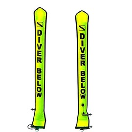 Kinno Scuba 4FT/5FT Dive SMB Surface Marker Buoy, High Visibility Inflatable Signal Tube with Reflective Strip, Safety Sausage Surface Signal Marker for Underwater Diving Snorkeling (Yellow, 4ft)