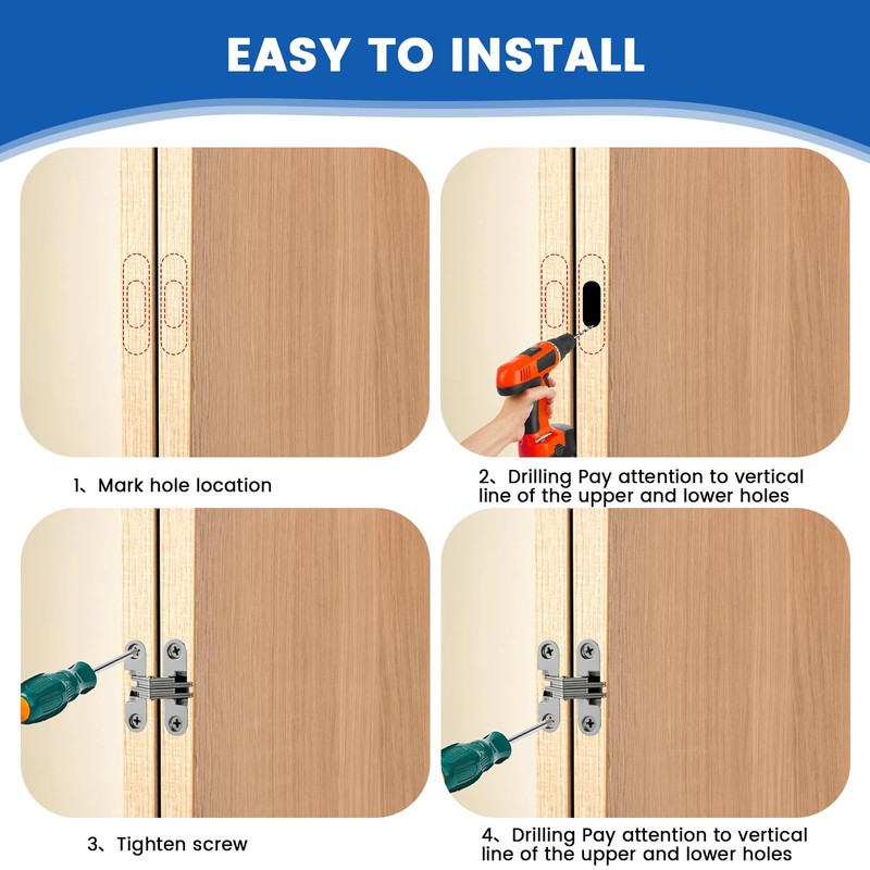 MILYARD 1-3/4" Hidden Hinges for Cabinet Doors – 180 Degree