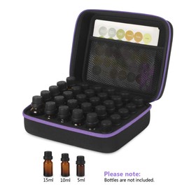 JSVER Ätherisches Öl Tragetasche Aufbewahrungsbox für 30 Ampullen Hält 5ml 10ml 15ml Flaschen Ätherisches Öl Reisen Tasche Harte Außenhülle EVA und Foam Insert Perfekt für Reisen