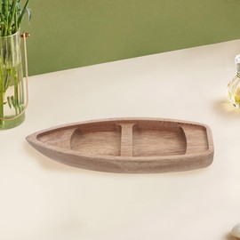 UKCOCO Small Decorative Boat Wood: Classic Wooden Boat Model Made of Natural Wood for Nautical Celebrations Decoration DIY Crafts, 17.00 x 6.50 x 2.10 cm