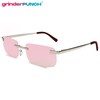 grinderPUNCH Small Slim 90's Popular Nineties Rectangular Sunglasses Clear Rimless