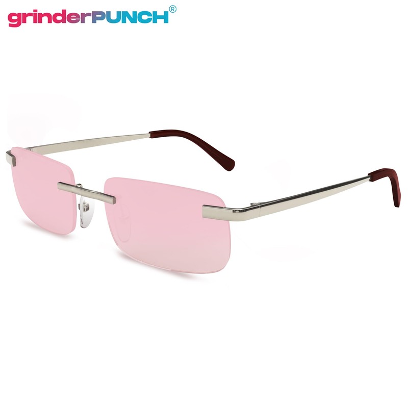 grinderPUNCH Small Slim 90's Popular Nineties Rectangular Sunglasses Clear Rimless