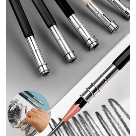 MiaLover Pen Extension Set, 3 Pieces Double Head Adjustable and 3 Pieces Single Head Pencil Extender Pencil Extender for School Office Supplies, Eyebrow Makeup Sketch Art Writing