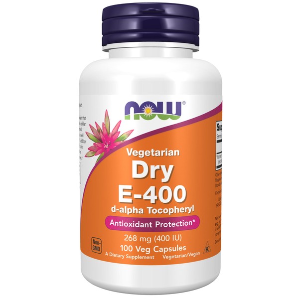 NOW Supplements, Vitamin E-400 IU D-Alpha Tocopheryl, Dry, Antioxidant Protection*, 100 Veg Capsules
