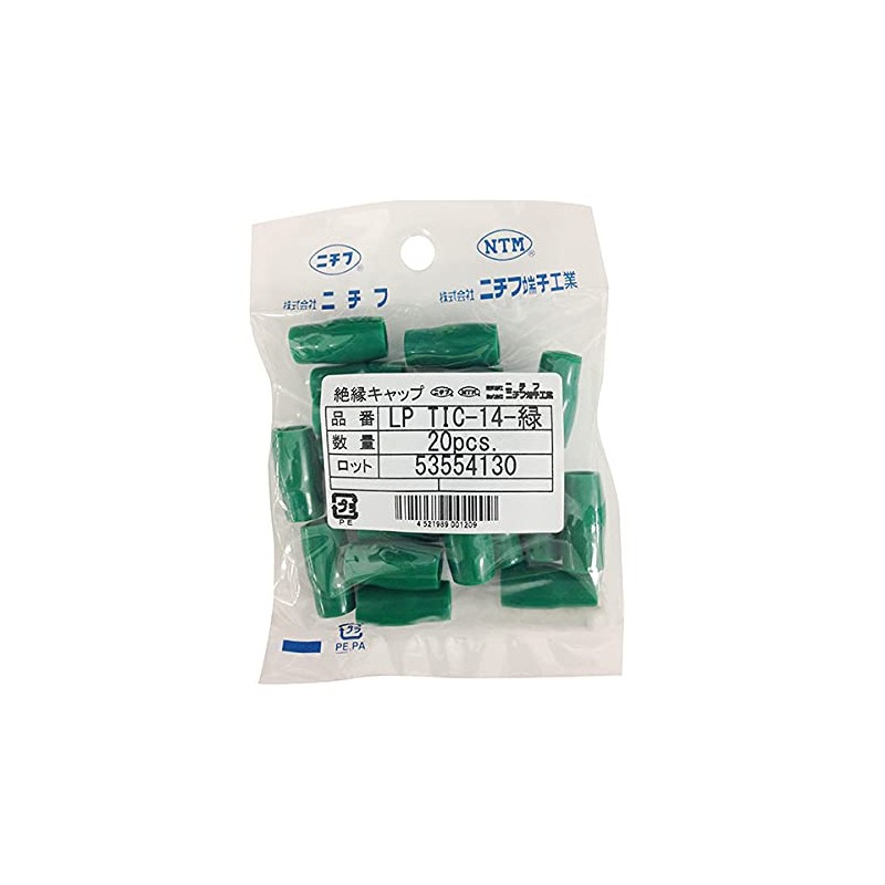 NICHIFU TERMINAL INDUSTRIAL Insulated Cap (LP TIC-14/Green/20 Pieces)