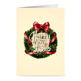 One Jade Lane New Year Cards - 5x7, Heavy Stock, Set of 18 Holiday Cards & Envelopes