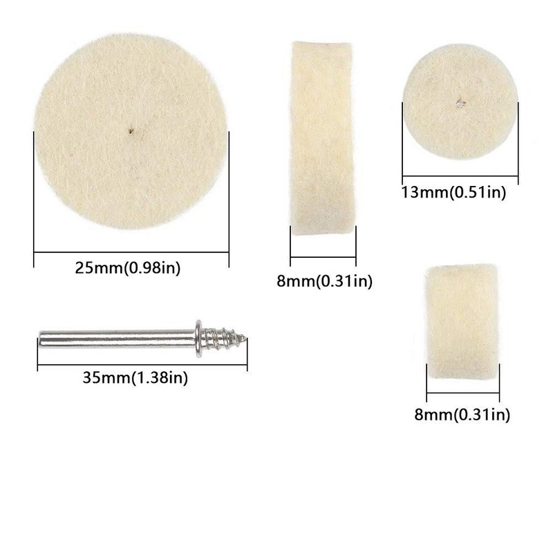 Wool Felt Polishing Pad,100 Pieces Buff Clean Wheels Multifunctional Felt