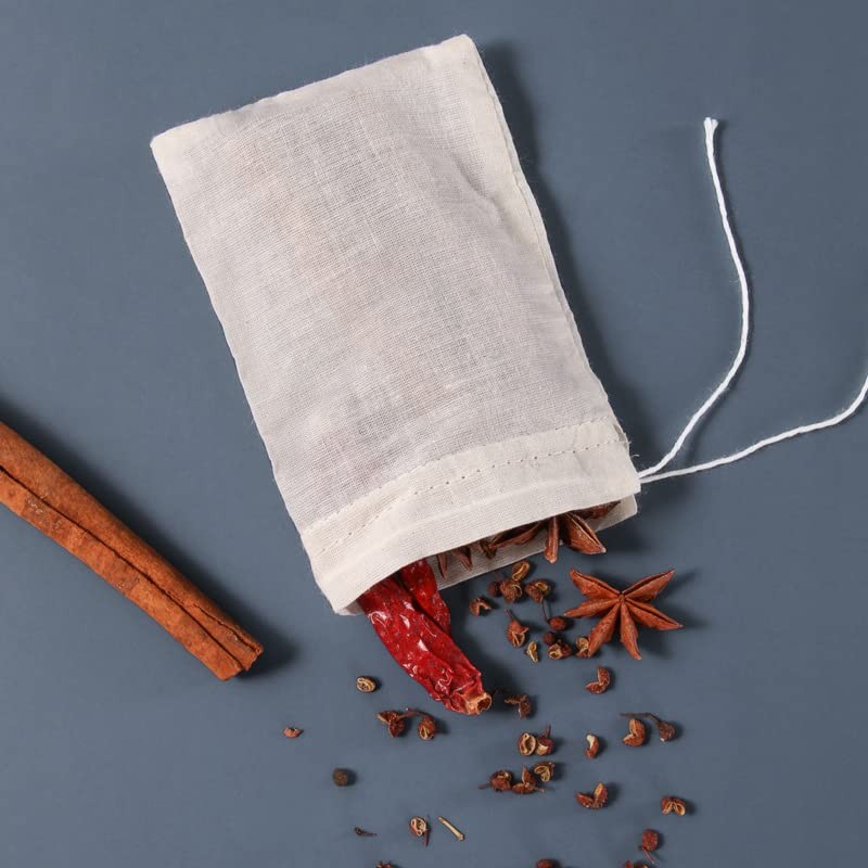 AKOAK 20 Pcs 4 x 3 Inches Muslin Drawstring Bags,Natural
