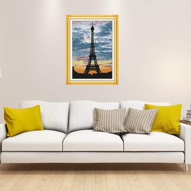 11CT Cross Embroidery Set Printed Fabric 32 x 43 cm DIY Embroidery Easy Input Set Pre-Printed Embroidery for Girls Craft DMC Item Embroidery - The Twilight Tower