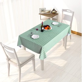 sancua Checkered Vinyl Rectangle Tablecloth - 60 x 102 Inch - 100% Waterproof Oil Proof Spill Proof PVC Table Cloth, Wipe Clean Table Cover for Dining Tables, Buffet Parties and Camping, Green