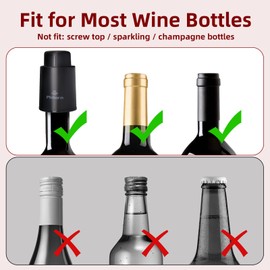 Philorn Wine Bottle Stoppers, 3 PACK Vacuum Wine Stoppers - Saver Toppers for Wine Bottles, Reusable Wine Cork Cover Keep Wine Fresh after Opening, Real Vacuum Pump Wine Keeper Cap Preserver - Gifts