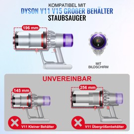 WYWY.Wide Staubsauger Staubbeh?lter f??r Dyson V11 V15 SV14 SV15 SV17 SV22, Teile-Nr. 970050-01 und Teile-Nr. 965443-01??Gro?en Beh?lter Mit HEPA Filter