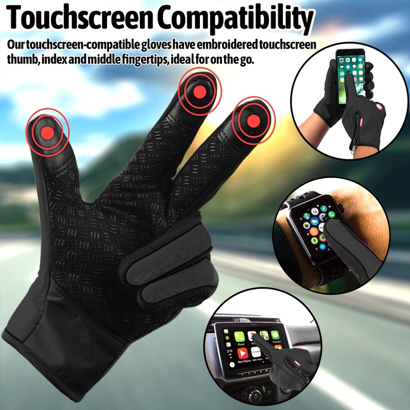HYX Unisex Winter Gloves Waterproof Windproof Touch Screen Non-slip Grip