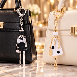 Handmade Tassel Fashionista Doll Keychain for Bags & Keys – Statement Dress Charm Accessory for Everyday Style & Gifting
