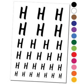 Letter H Uppercase Felt Marker Font Temporary Tattoo Water Resistant Fake Body Art Set Collection - Black (One Sheet)