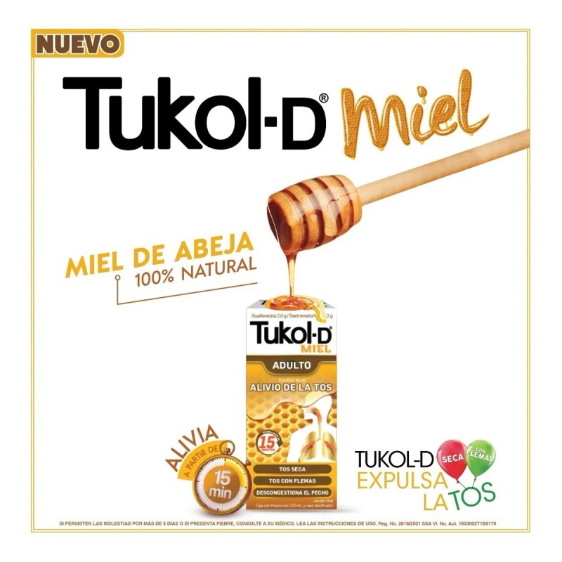Tukol-d Infantil Jarabe Para La Tos. Sabor Miel, 120ml.
