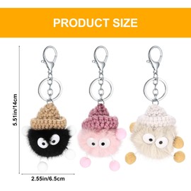 Car Key Fob, Pack of 3 Key Fob with Cute Soft Plush Key Ring, Plush Toy Key Ring for Women Girls, Car Backpack Bag Pendant Key Pendant Decoration, White