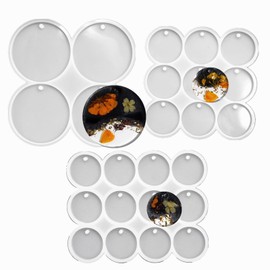 25-Cavity Circle Silicone Mold Set of Large + Medium + Small Round Silicone Mold Resin molds for Keychain Resin Jewelry molds Resin Pendant Mold