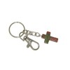 N142 - Unakite Gemstone Cross Charm Keyring Hanging Protection &