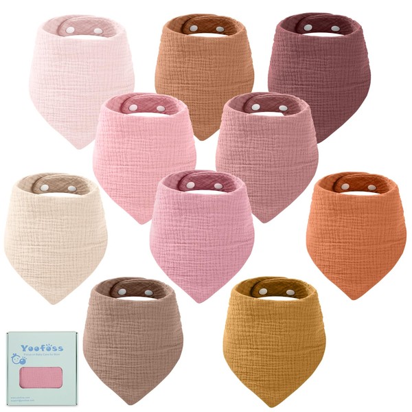 Yoofoss Yoofoss Muslin Baby Bibs 10 Pack Bandana Bibs 100%