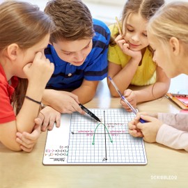 SCRIBBLEDO 10 Pack Dry Erase Graph Whiteboard 11"x14" Double Sided Dry Erase Board with Grid for Home School Classroom Kids and Students Portable Grid Board for Graphing and Geometry Coordinate Plane