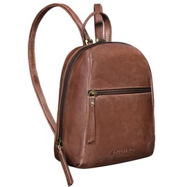 STILORD 'Lia' Small Daypack for Women Leather Backpack Vintage Handbag for City Walking Shopping XS Rucksack Bag Genuine Leather, Colour:messina - brown