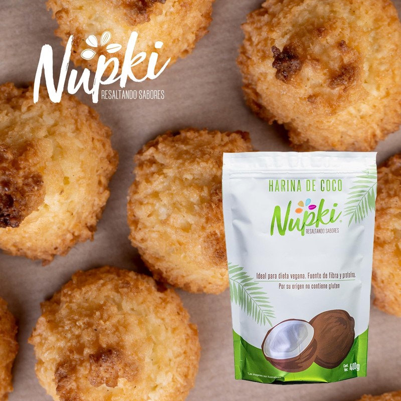 Nupki Harina de Coco orgánica (2 pack 400g c/u.). Ideal